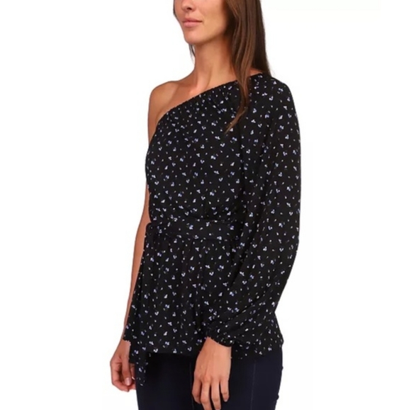 Michael Kors One SHoulder Tie Waist Tunic Top - Picture 2 of 2